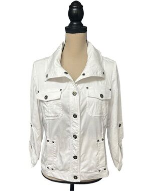 Vincente Milan New York White Cargo Utility Motorcycle Shirt Jacket size M